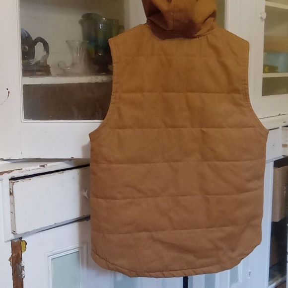 Wrangler Workeear brown denim hooded vest zipper men's large (42-44) - Picture 5 of 7